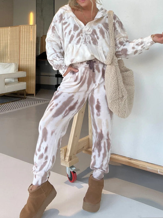 Tie - Dye Hoodie And Sweatpants Suit - allsose