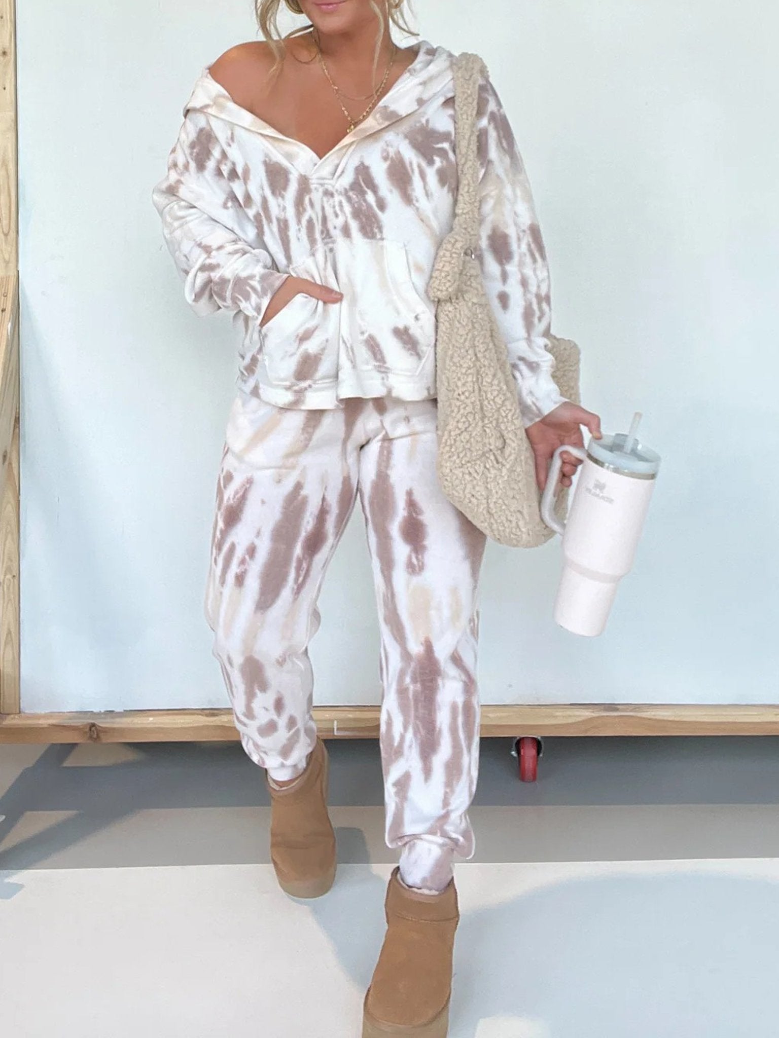 Tie - Dye Hoodie And Sweatpants Suit - allsose