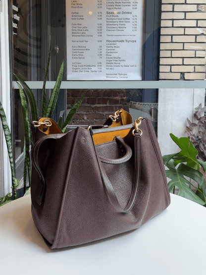 Two Open Compartments Leather Bag - allsose