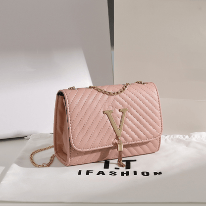 V - Fringed Chain Crossbody Bag - allsose