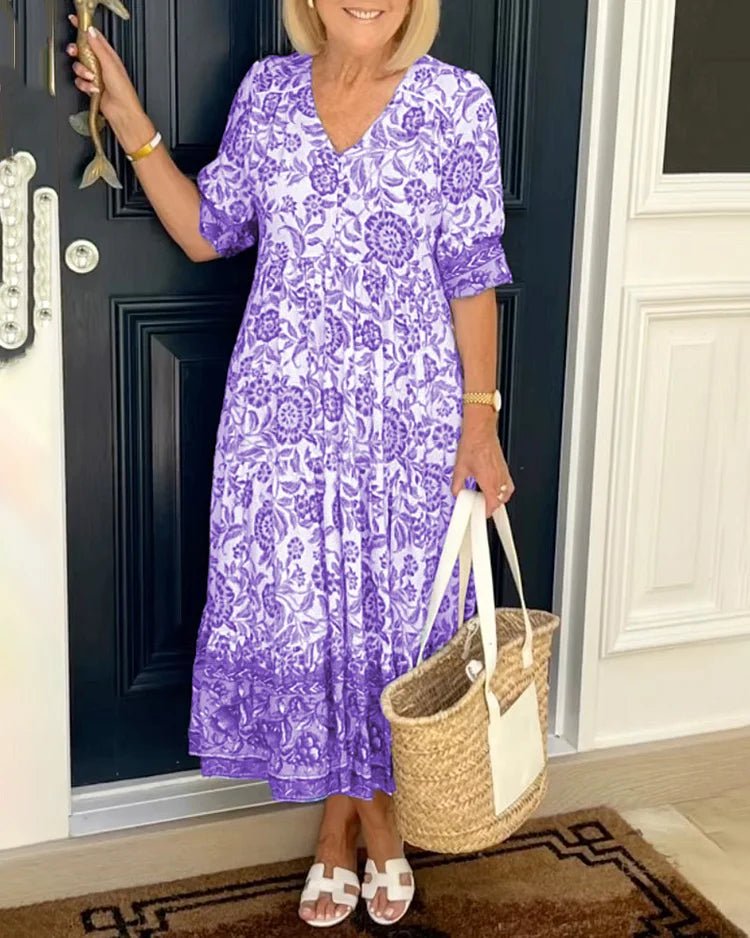 V - neck Bohemian Dress - allsose