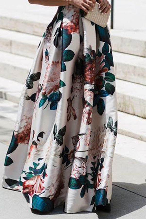 V - neck Fashion Print Dress - allsose