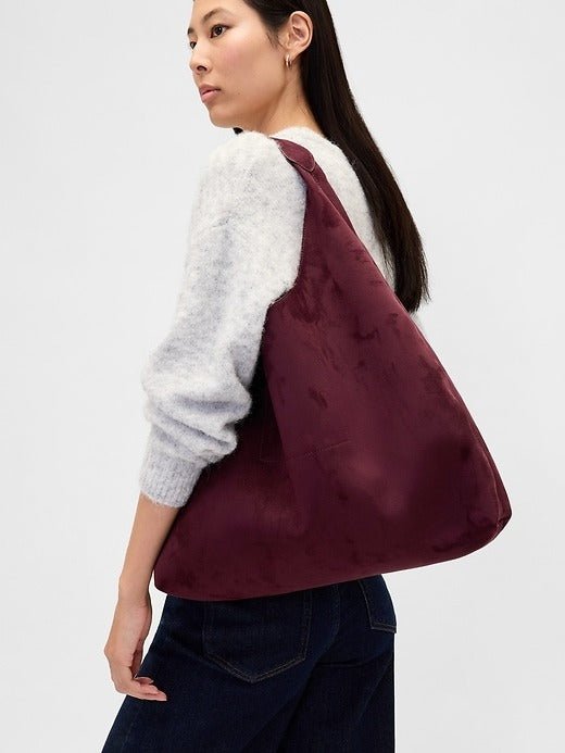 Vegan Suede Slouchy Tote Bag - allsose