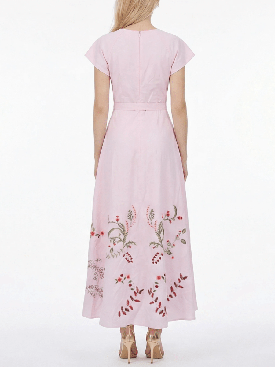 Venus Pink Wedding Maxi Dress With Pocket - allsose