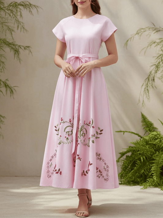 Venus Pink Wedding Maxi Dress With Pocket - allsose