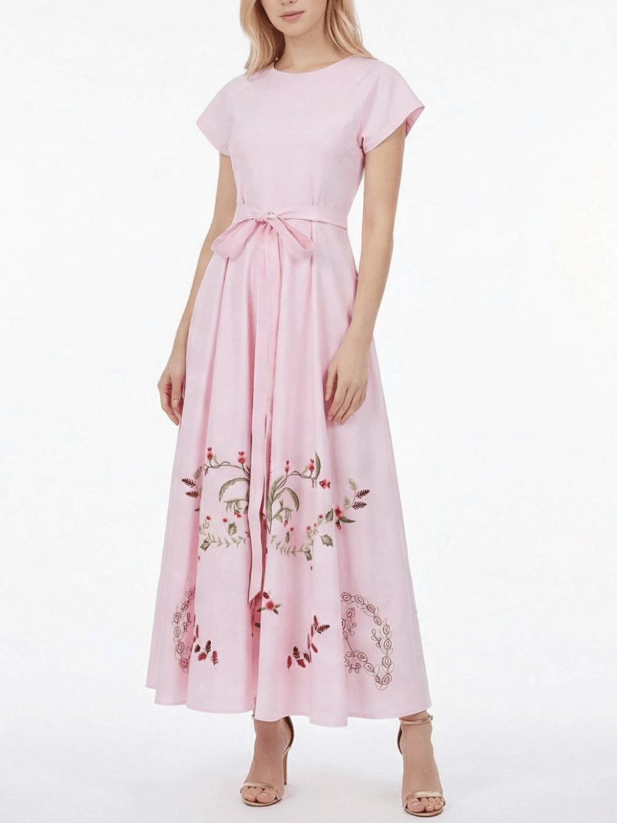 Venus Pink Wedding Maxi Dress With Pocket - allsose