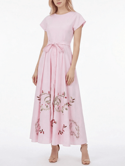 Venus Pink Wedding Maxi Dress With Pocket - allsose