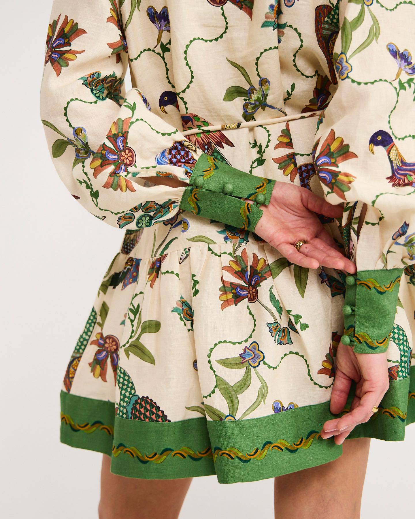 Vintage Flip - Print Long - Sleeve Mini Dress - allsose