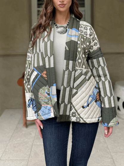 Vintage - Inspired Quilted Kimono Jacket - allsose