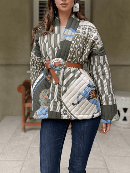 Vintage - Inspired Quilted Kimono Jacket - allsose