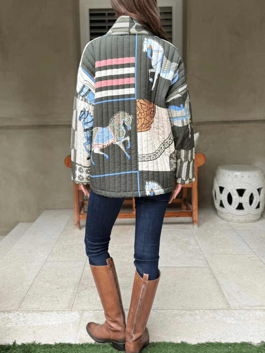Vintage - Inspired Quilted Kimono Jacket - allsose