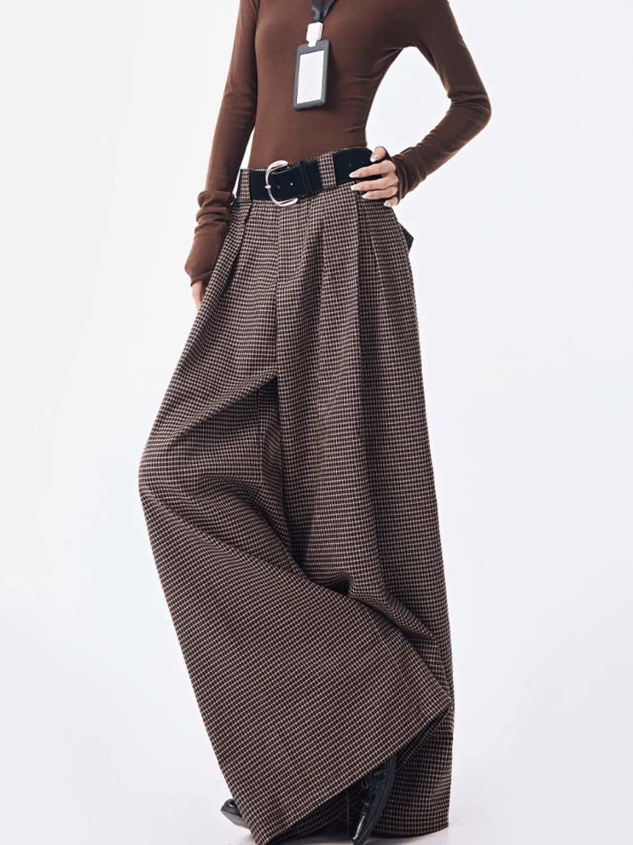 Vintage Mini - Check Ultra - Wide Leg Pants - allsose