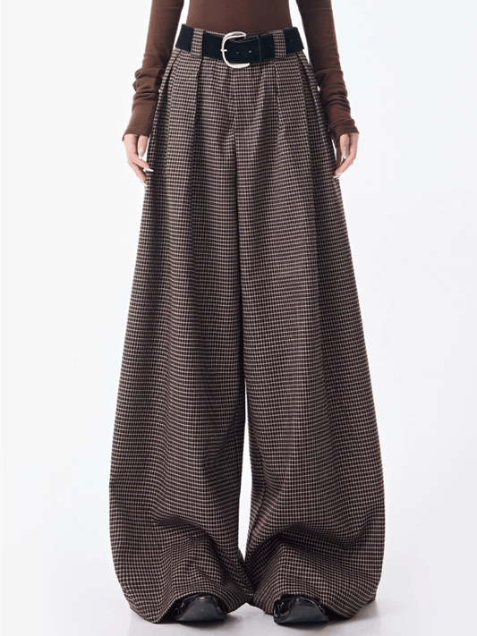 Vintage Mini - Check Ultra - Wide Leg Pants - allsose