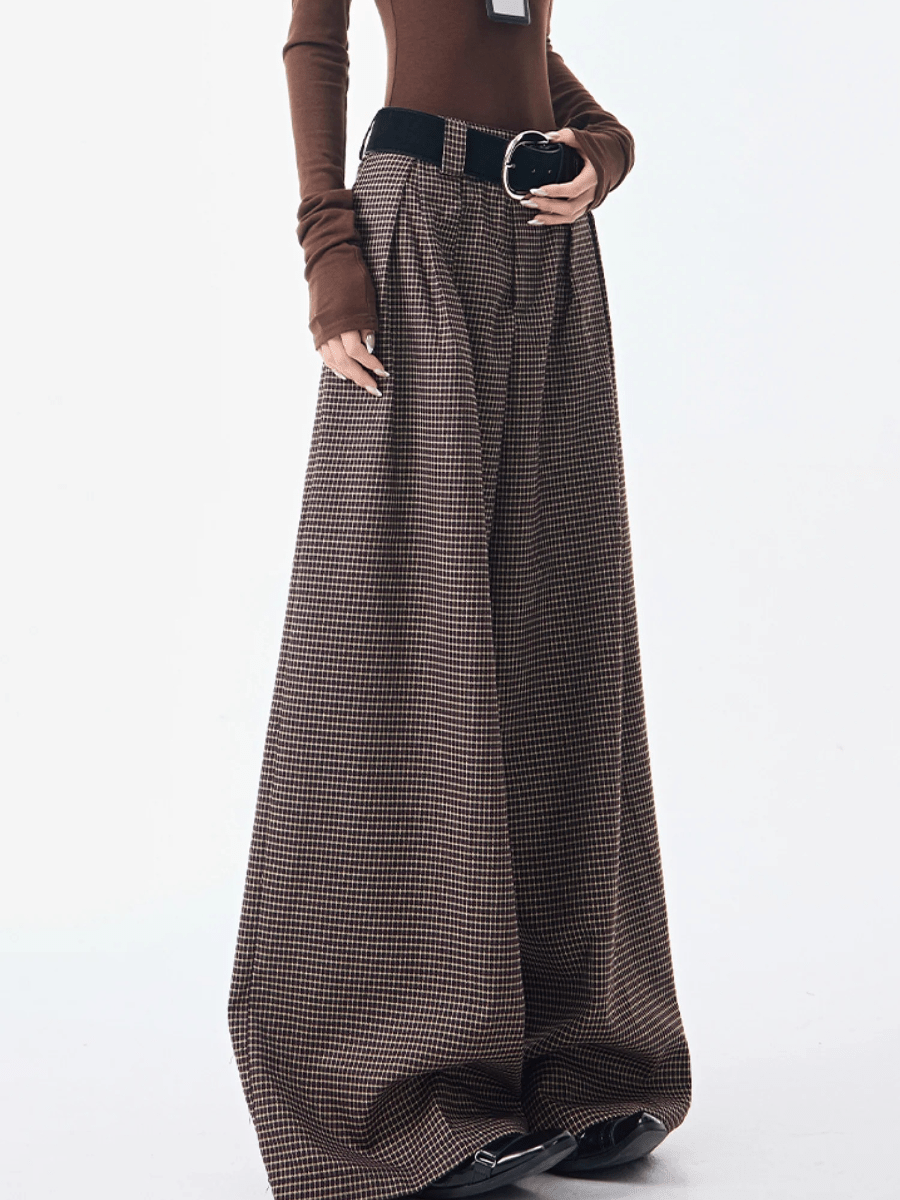 Vintage Mini - Check Ultra - Wide Leg Pants - allsose