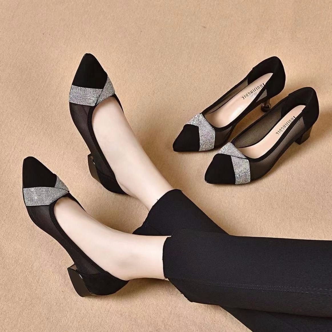 Women's Breathable Mesh Rhinestone Shoes - allsose