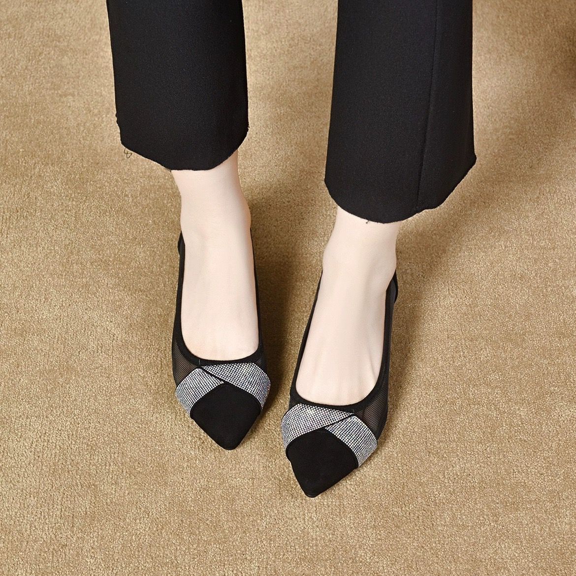 Women's Breathable Mesh Rhinestone Shoes - allsose