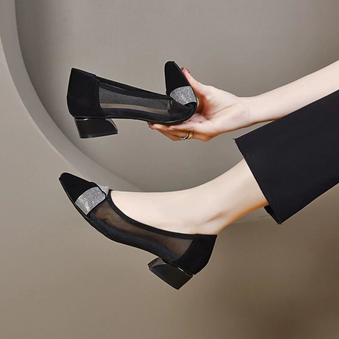 Women's Breathable Mesh Rhinestone Shoes - allsose