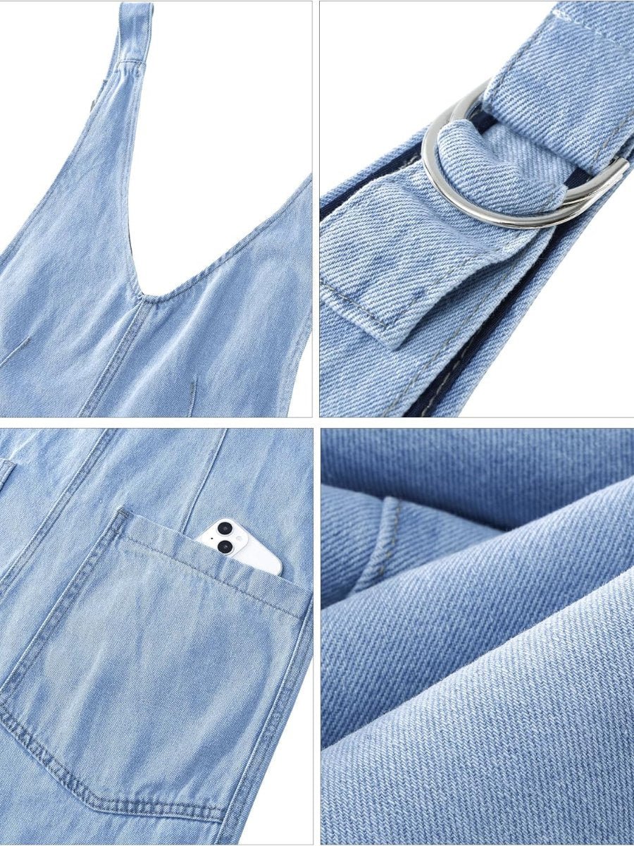 Women's Casual Loose Sleeveless Denim Jumpsuit - allsose