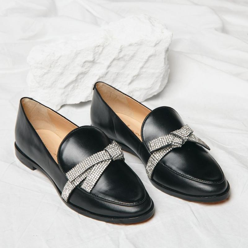 Women's Comfortable Dazzle Bow Loafers - allsose