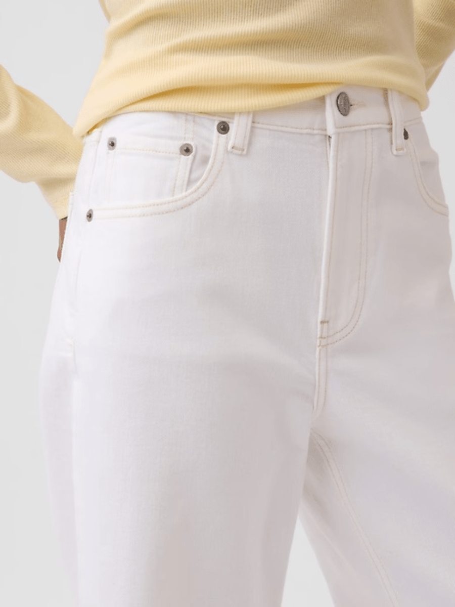 Women's High - Waisted White Wide - Leg Cropped Jeans - allsose