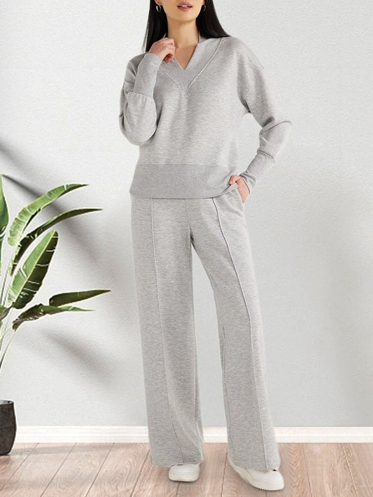 Women's Knitted V - neck Two - piece Set - allsose