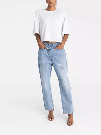 Women's Mid - Rise Tapered Leg 'The Dylan Jean' - Light Wash - allsose