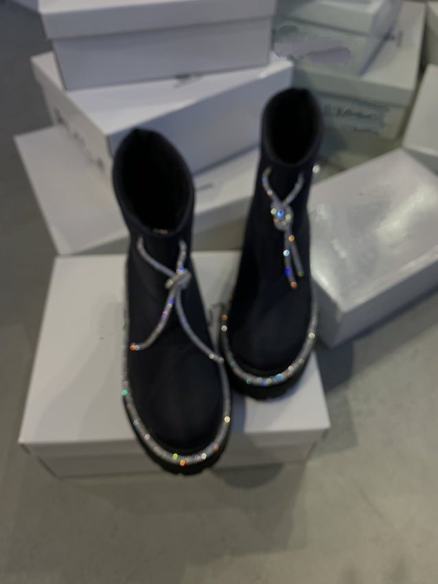Women's Shiny Leather Snow Boots - allsose