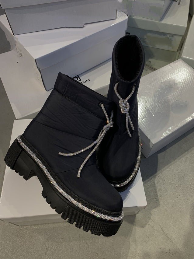 Women's Shiny Leather Snow Boots - allsose