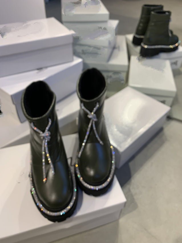 Women's Shiny Leather Snow Boots - allsose