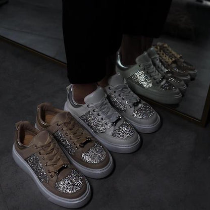 Women's Sparkly Casual Sneakers - allsose