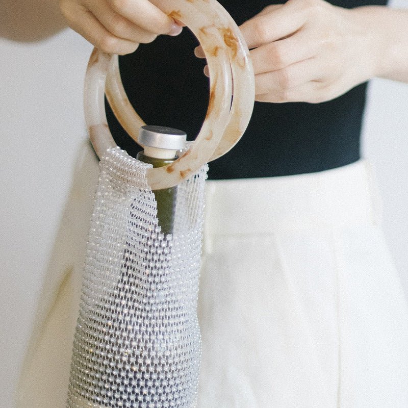 Woven Bag Crystal Bottle Tote - allsose
